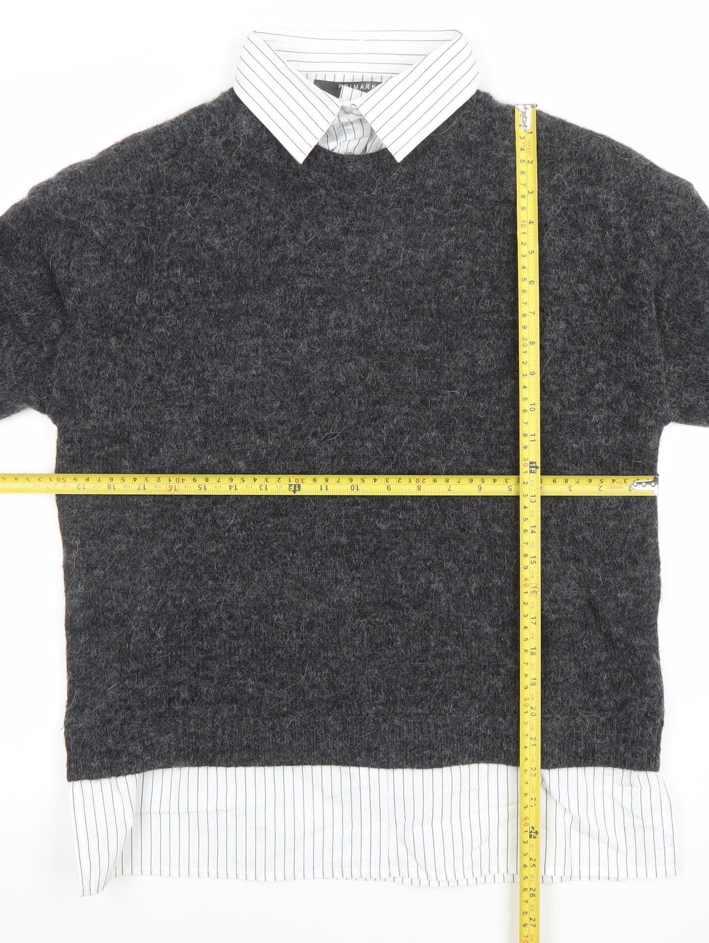 Primark Womens Grey Collared Knit Jumper Shirt M Classic Workwear