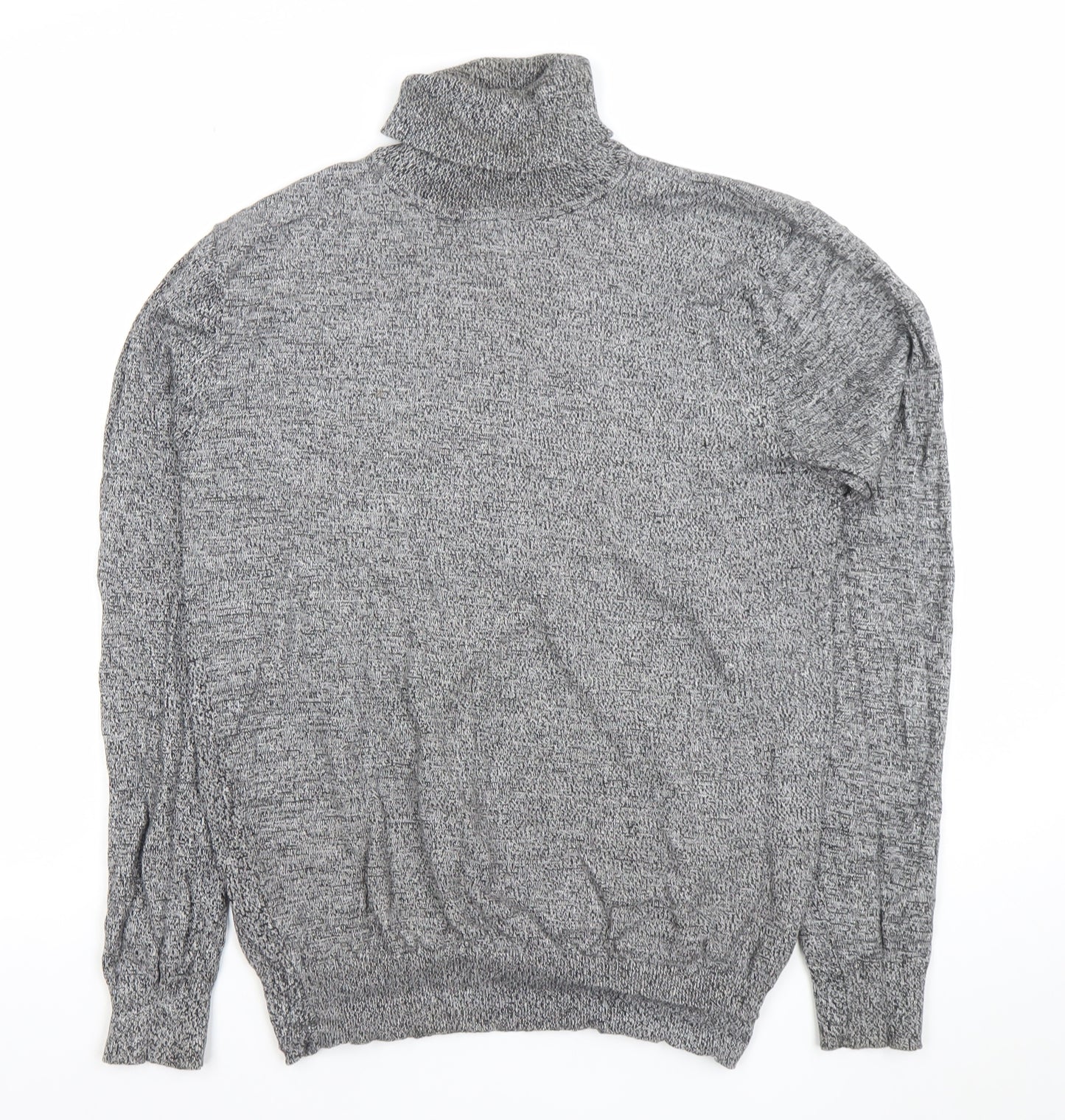 Brave Soul Men Grey Roll Neck Cotton Jumper M Regular Fit Knitwear