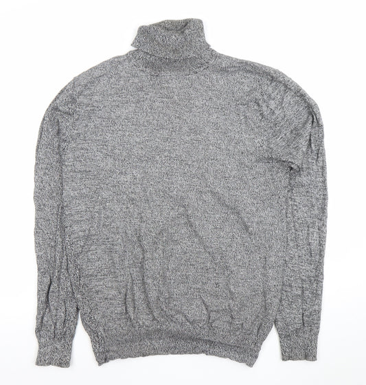 Brave Soul Men Grey Roll Neck Cotton Jumper M Regular Fit Knitwear