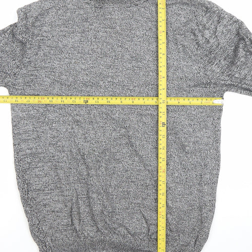 Brave Soul Men Grey Roll Neck Cotton Jumper M Regular Fit Knitwear