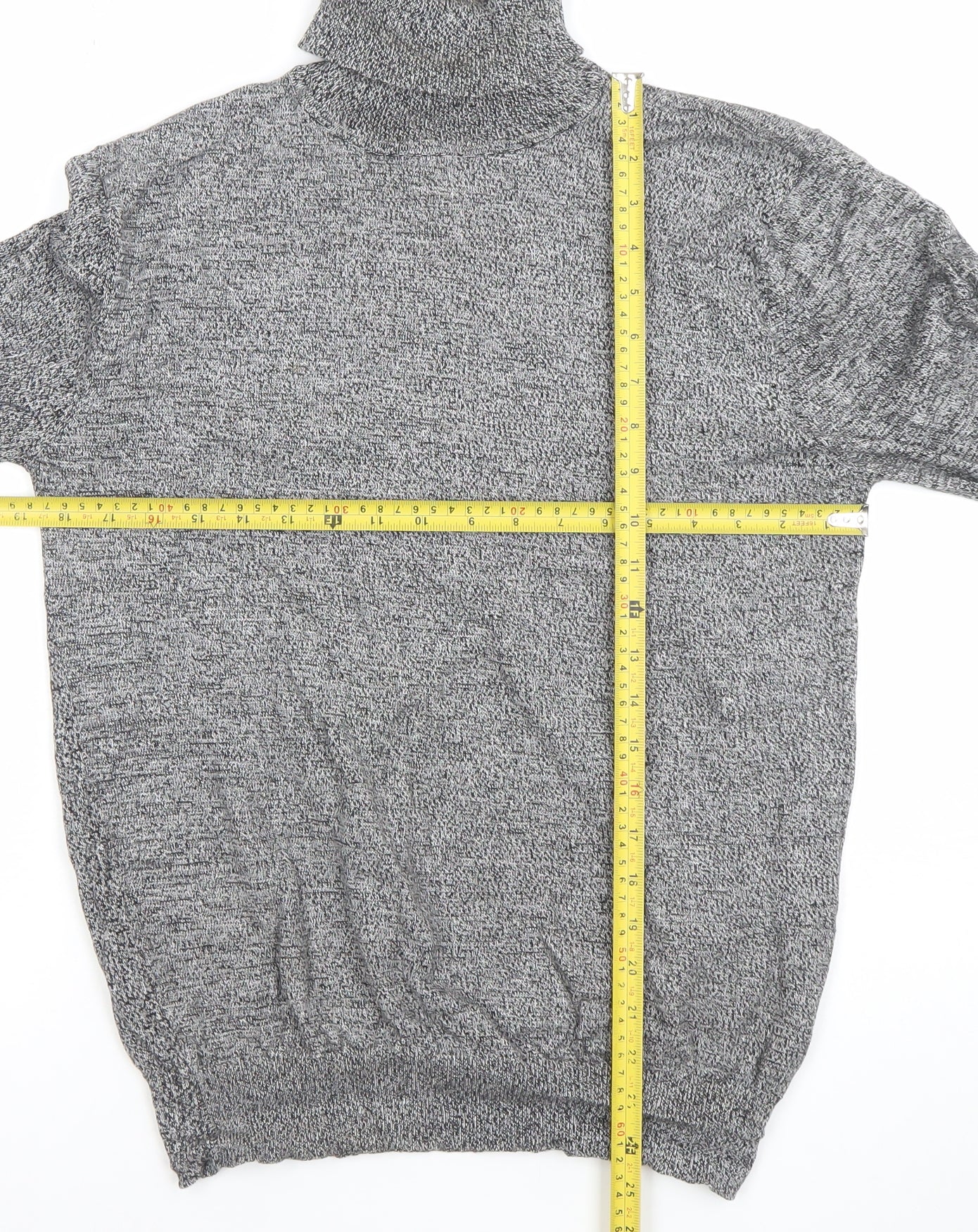 Brave Soul Men Grey Roll Neck Cotton Jumper M Regular Fit Knitwear