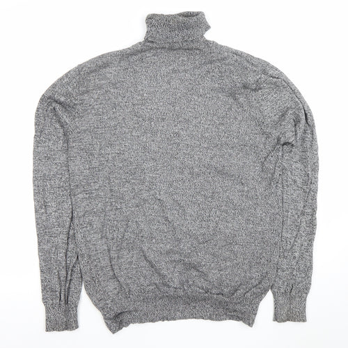Brave Soul Men Grey Roll Neck Cotton Jumper M Regular Fit Knitwear