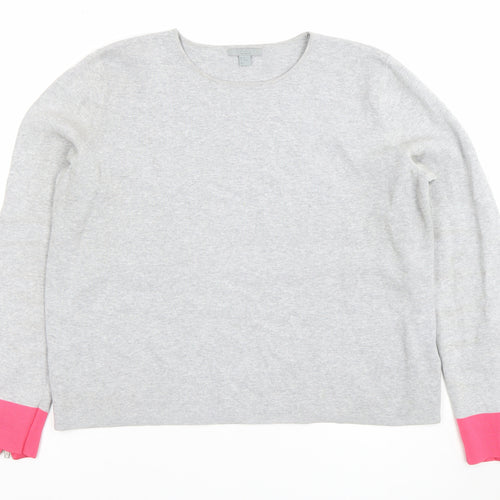 COS Women Grey Pink Zip Cuff Cotton Jumper Size 12