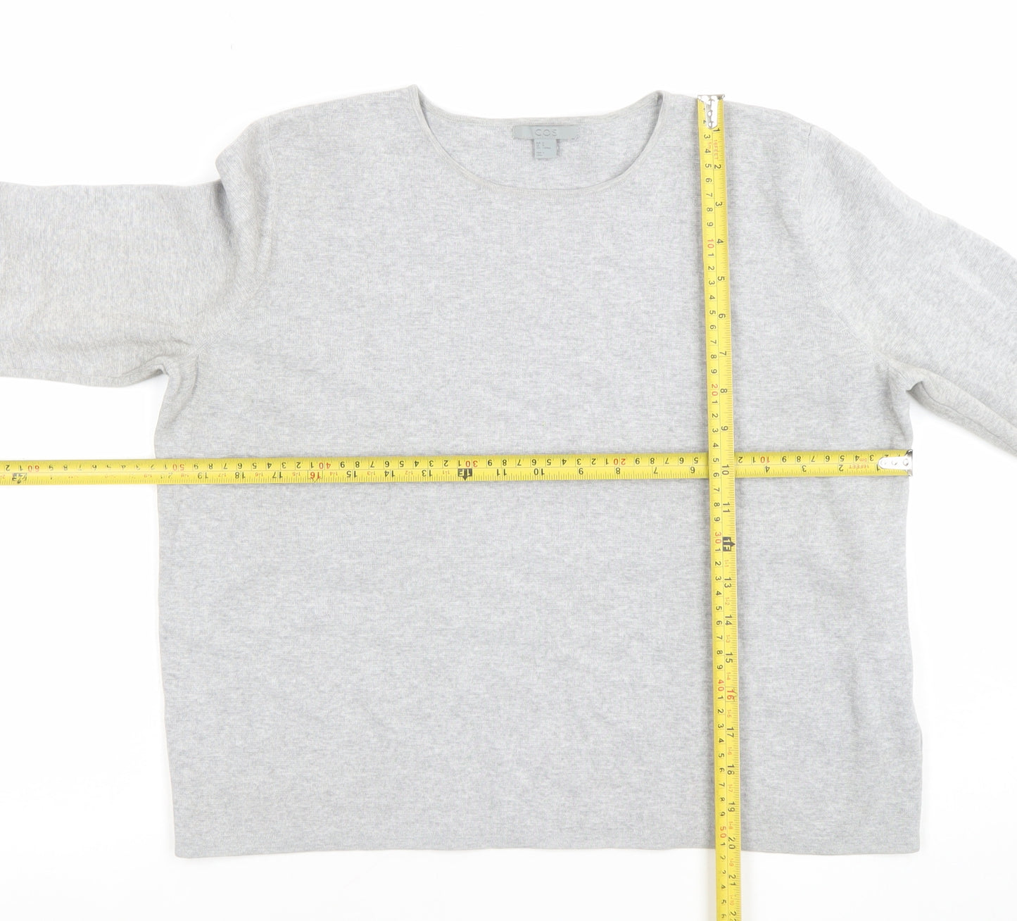 COS Women Grey Pink Zip Cuff Cotton Jumper Size 12