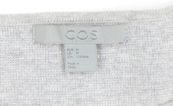 COS Women Grey Pink Zip Cuff Cotton Jumper Size 12
