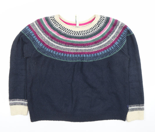 Weird Fish Womens Blue Fair Isle Knit Jumper Size 18 Crew Neck