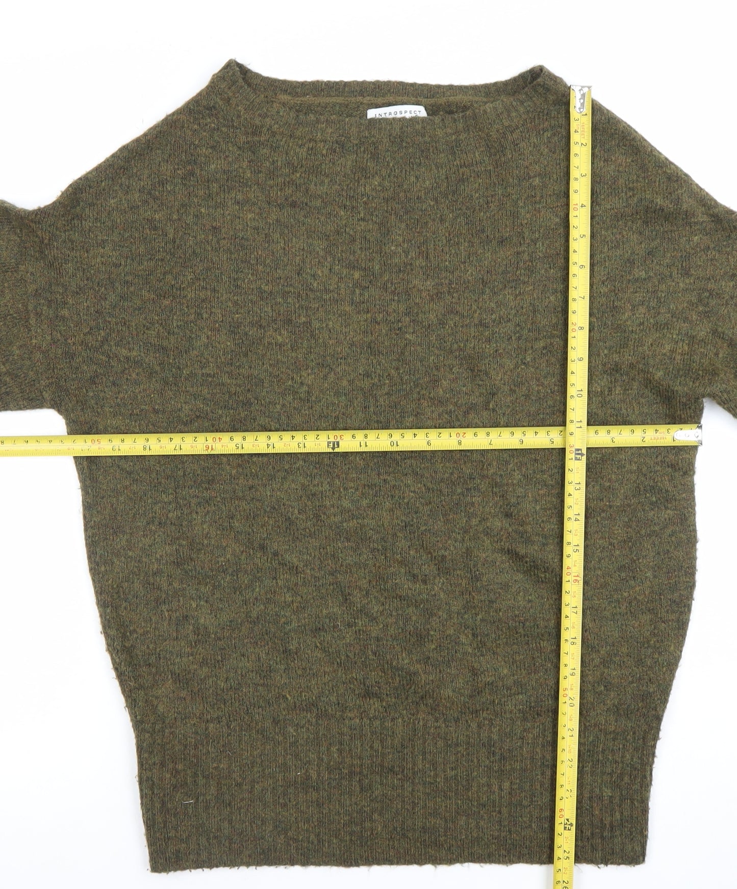 Introspect London Women’s Green Wool Blend Jumper Size M Relaxed Fit