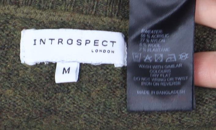 Introspect London Women’s Green Wool Blend Jumper Size M Relaxed Fit