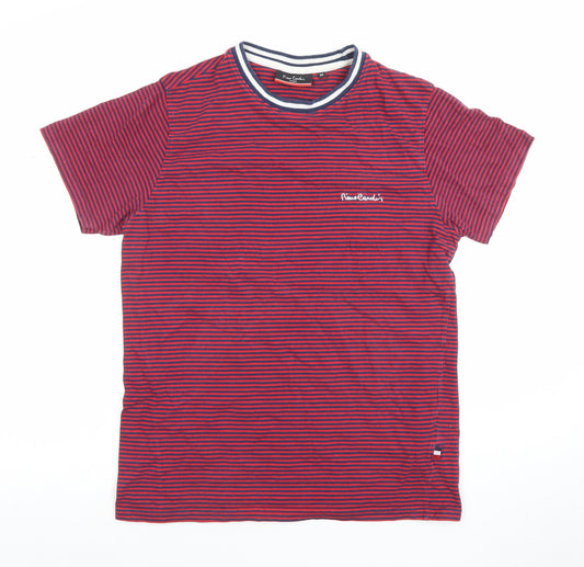 Pierre Cardin Men's Red Striped Crew Neck Short Sleeve T-Shirt Size M