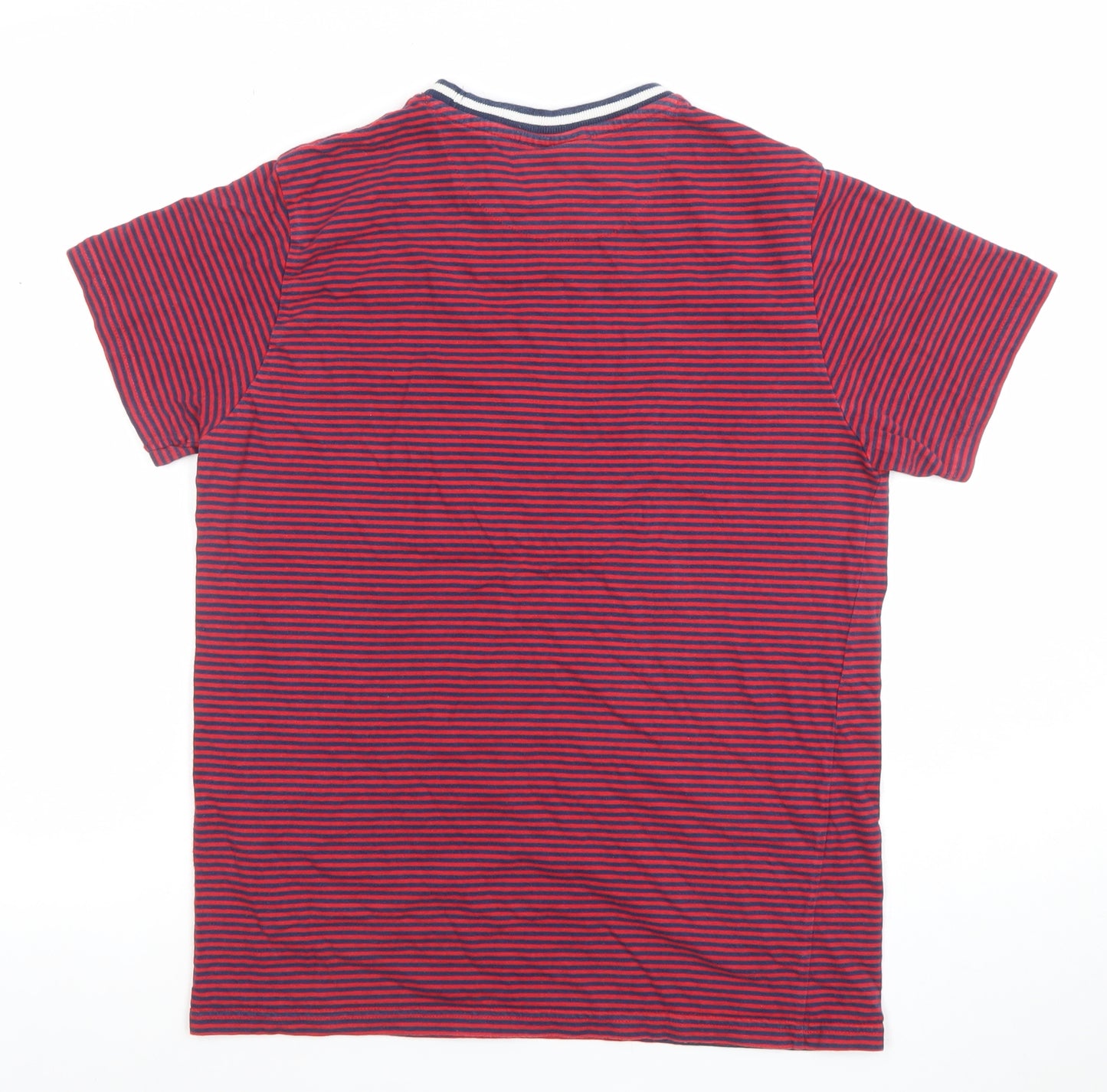Pierre Cardin Men's Red Striped Crew Neck Short Sleeve T-Shirt Size M