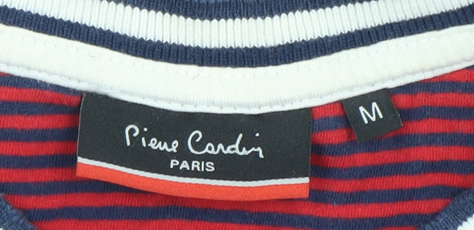 Pierre Cardin Men's Red Striped Crew Neck Short Sleeve T-Shirt Size M