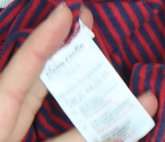 Pierre Cardin Men's Red Striped Crew Neck Short Sleeve T-Shirt Size M