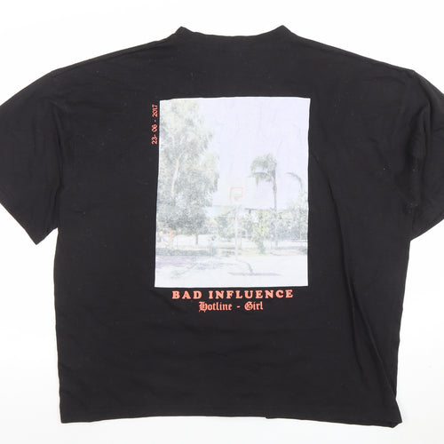 Missguided Womens Black Size 12 Graphic Print Relaxed Fit T-Shirt