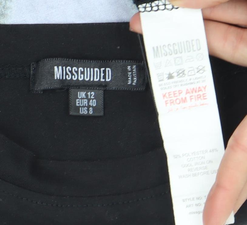 Missguided Womens Black Size 12 Graphic Print Relaxed Fit T-Shirt