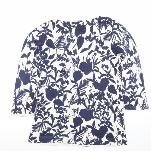 Papaya Women Blue Floral Knit 3/4 Sleeve Acrylic T-Shirt Size 10