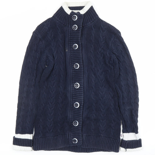 Crew Clothing Co. Women's Blue Cable Knit Cotton Cardigan Size 8