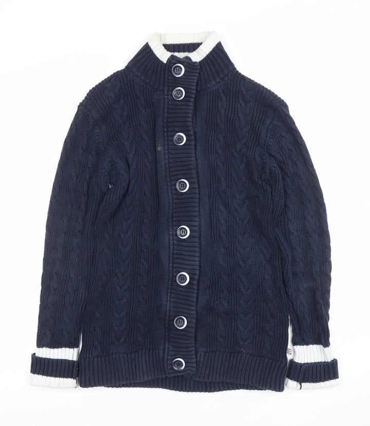 Crew Clothing Co. Women's Blue Cable Knit Cotton Cardigan Size 8
