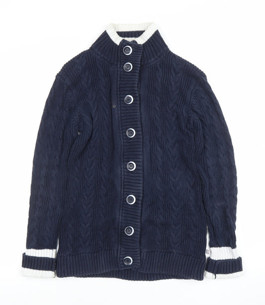 Crew Clothing Co. Women's Blue Cable Knit Cotton Cardigan Size 8