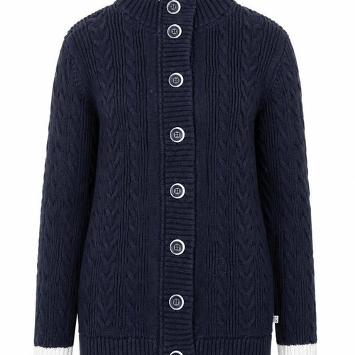 Crew Clothing Co. Women's Blue Cable Knit Cotton Cardigan Size 8
