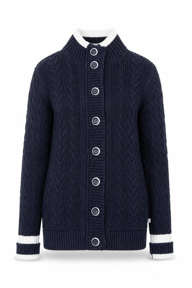 Crew Clothing Co. Women's Blue Cable Knit Cotton Cardigan Size 8