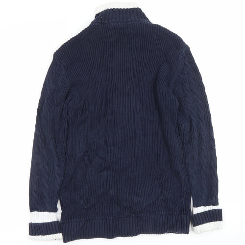 Crew Clothing Co. Women's Blue Cable Knit Cotton Cardigan Size 8