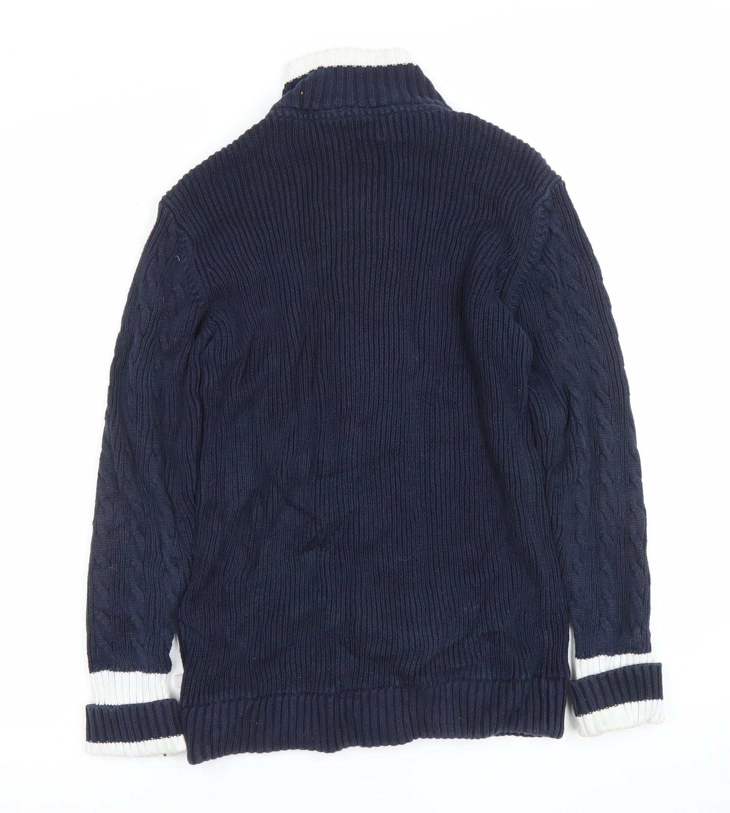 Crew Clothing Co. Women's Blue Cable Knit Cotton Cardigan Size 8