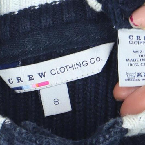 Crew Clothing Co. Women's Blue Cable Knit Cotton Cardigan Size 8