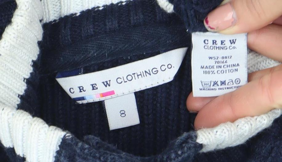 Crew Clothing Co. Women's Blue Cable Knit Cotton Cardigan Size 8