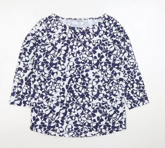 Bella di Notte Women's Blue Floral 3/4 Sleeve Cotton T-Shirt Size 12