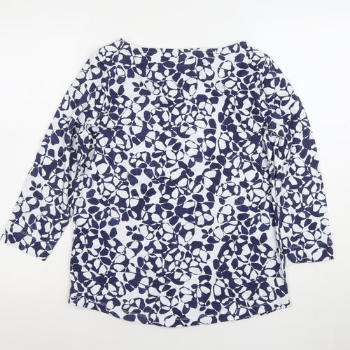Bella di Notte Women's Blue Floral 3/4 Sleeve Cotton T-Shirt Size 12