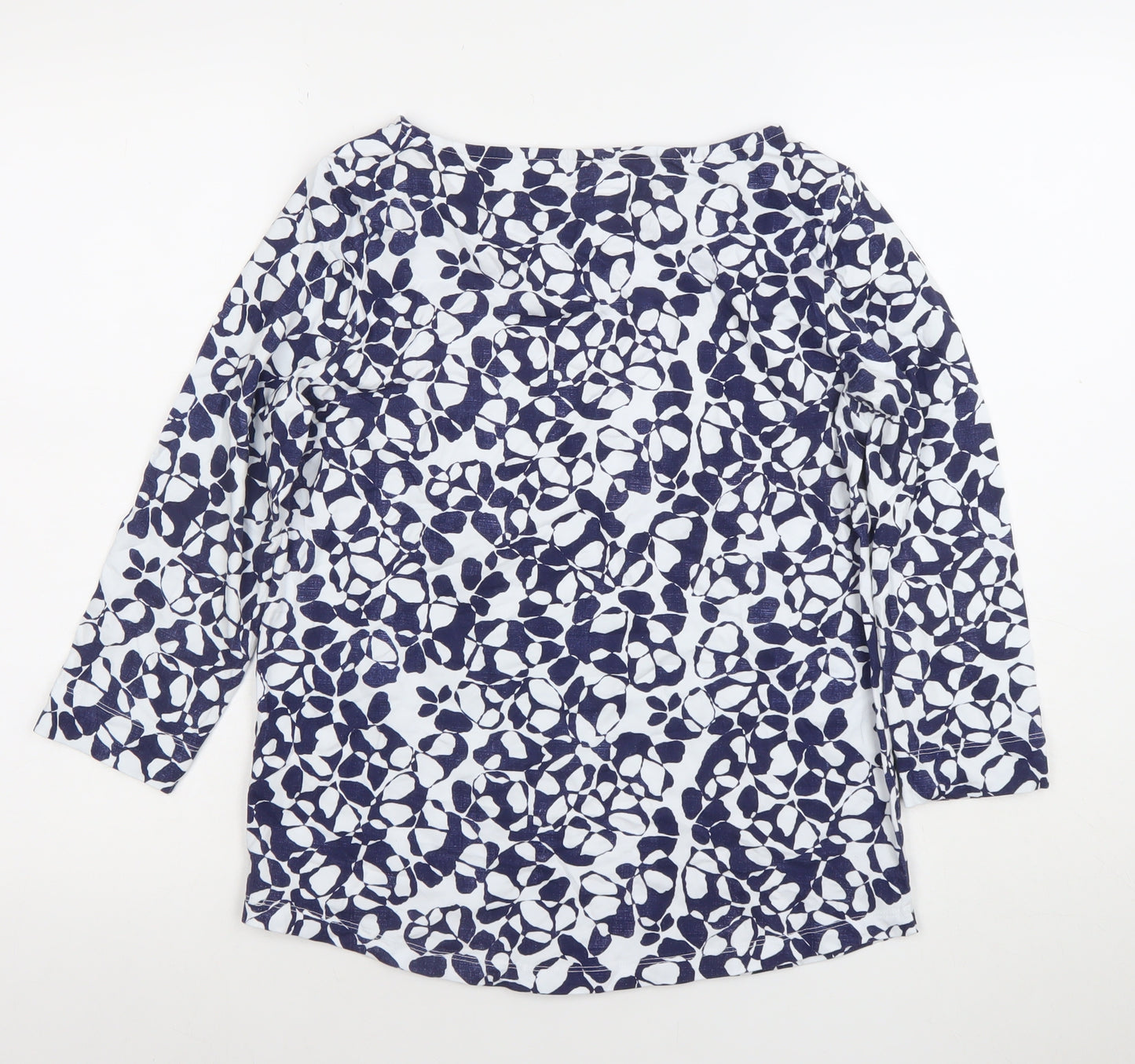 Bella di Notte Women's Blue Floral 3/4 Sleeve Cotton T-Shirt Size 12