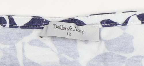 Bella di Notte Women's Blue Floral 3/4 Sleeve Cotton T-Shirt Size 12