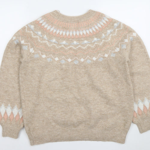Papaya Women’s Beige Fair Isle Knit Jumper Size M