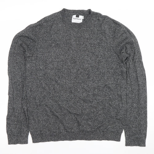 Topman Men's Grey Knit Cotton Crew Neck Pullover Jumper M