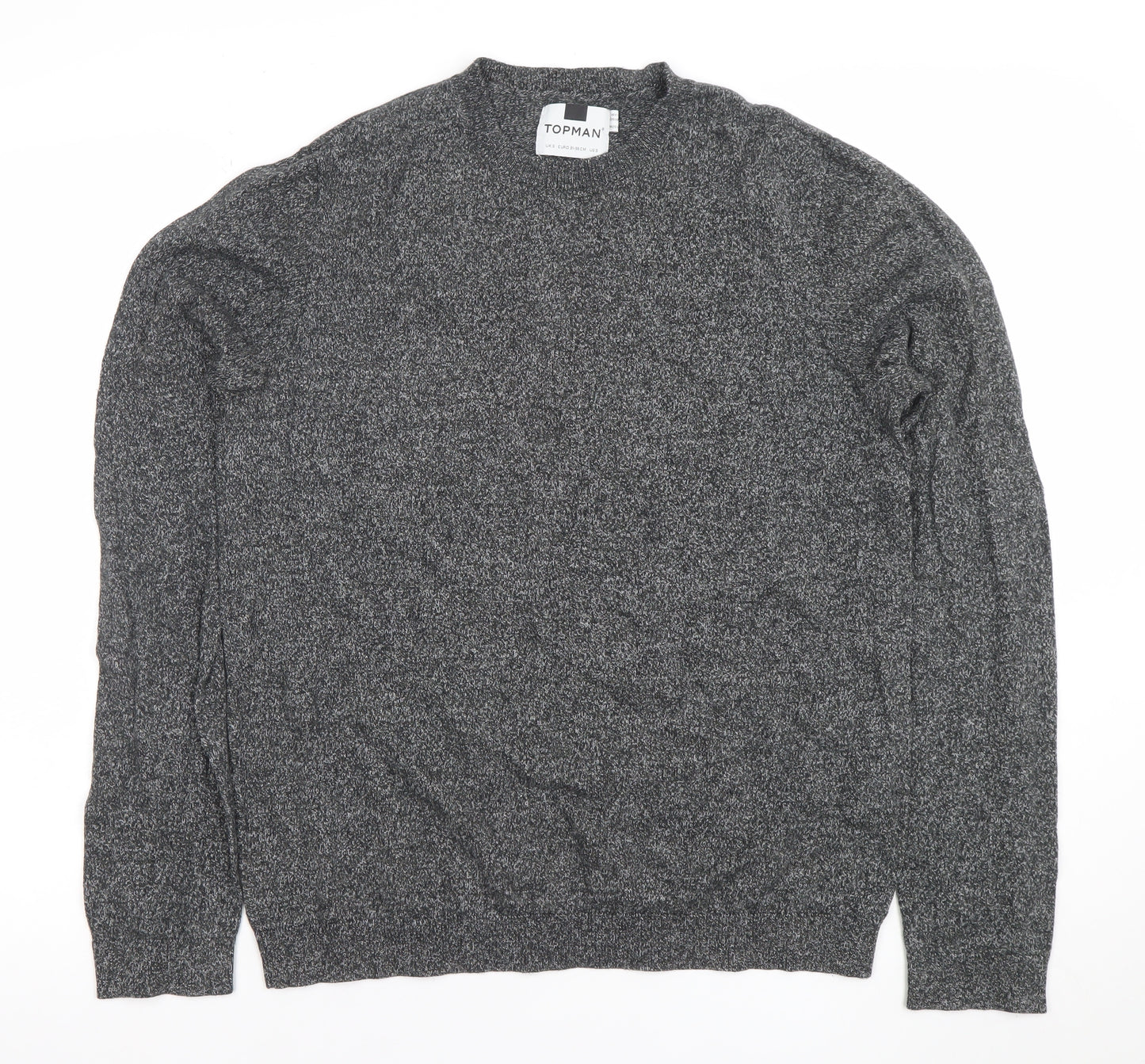 Topman Men's Grey Knit Cotton Crew Neck Pullover Jumper M