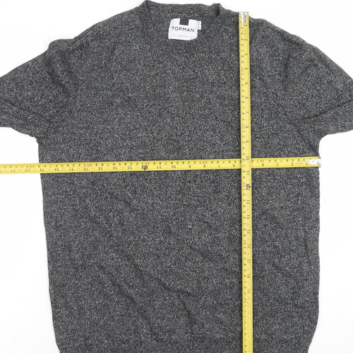 Topman Men's Grey Knit Cotton Crew Neck Pullover Jumper M