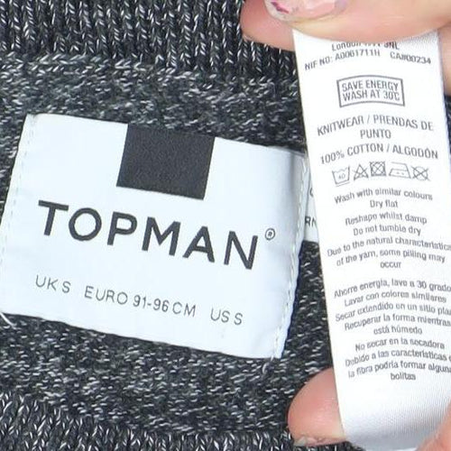 Topman Men's Grey Knit Cotton Crew Neck Pullover Jumper M