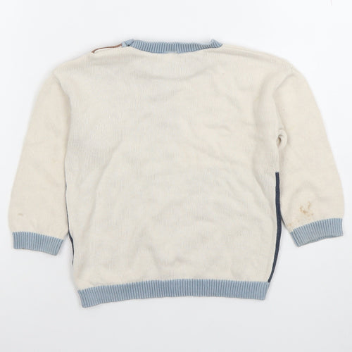 H&M Unisex Baby Beige Blue Brown Colourblock Knit Jumper 12-18 Months