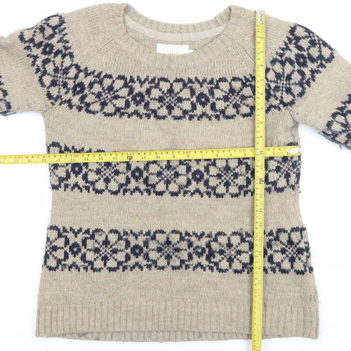 H&M L.O.G.G. Women’s Beige Fair Isle Wool Jumper M