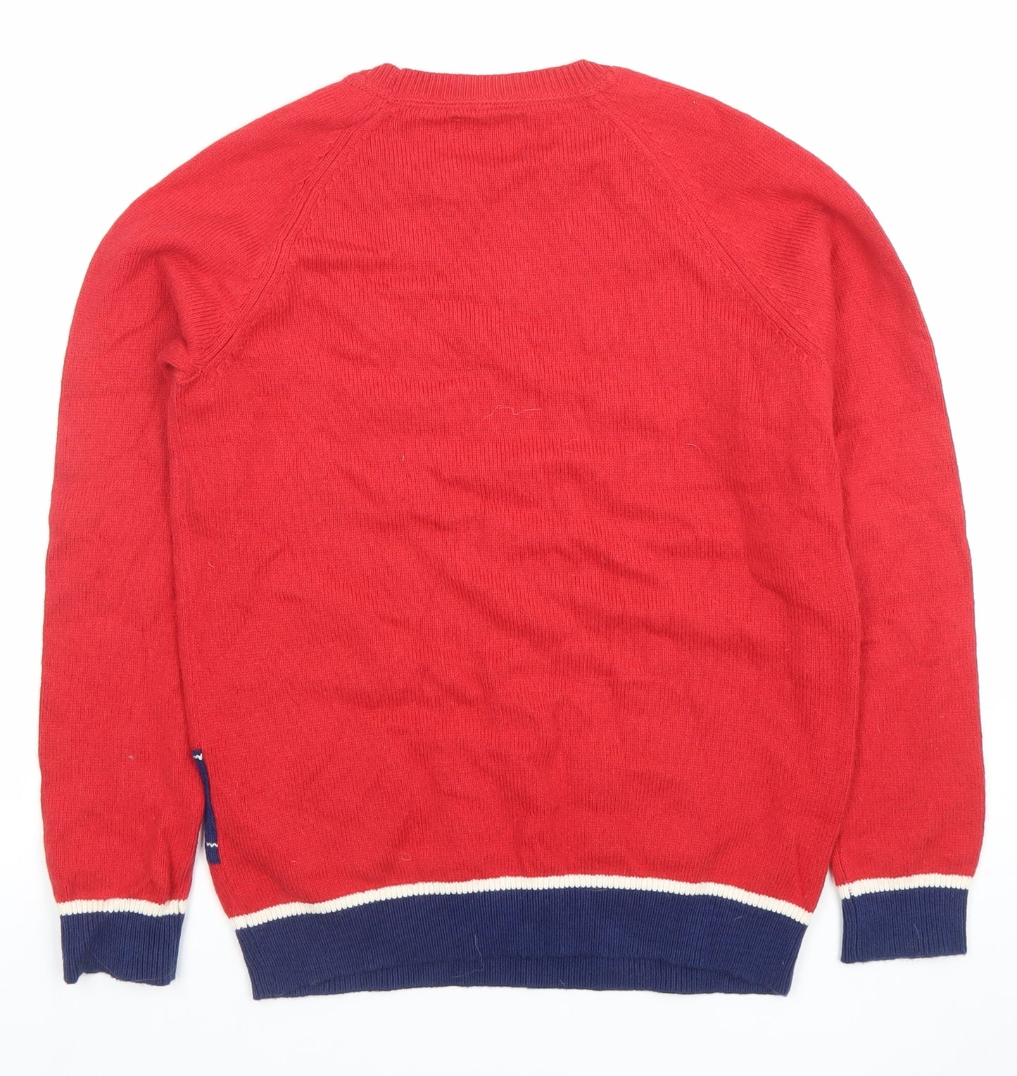 Mini Boden Boys Red Cotton Wool Car Jumper 11-12 Years Crew Neck Knit