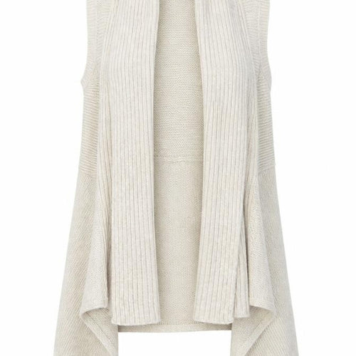 New Look Women's Beige Knit Sleeveless Open Cardigan Size 10
