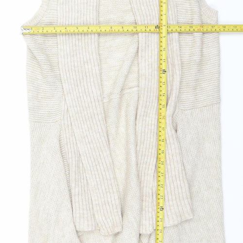 New Look Women's Beige Knit Sleeveless Open Cardigan Size 10
