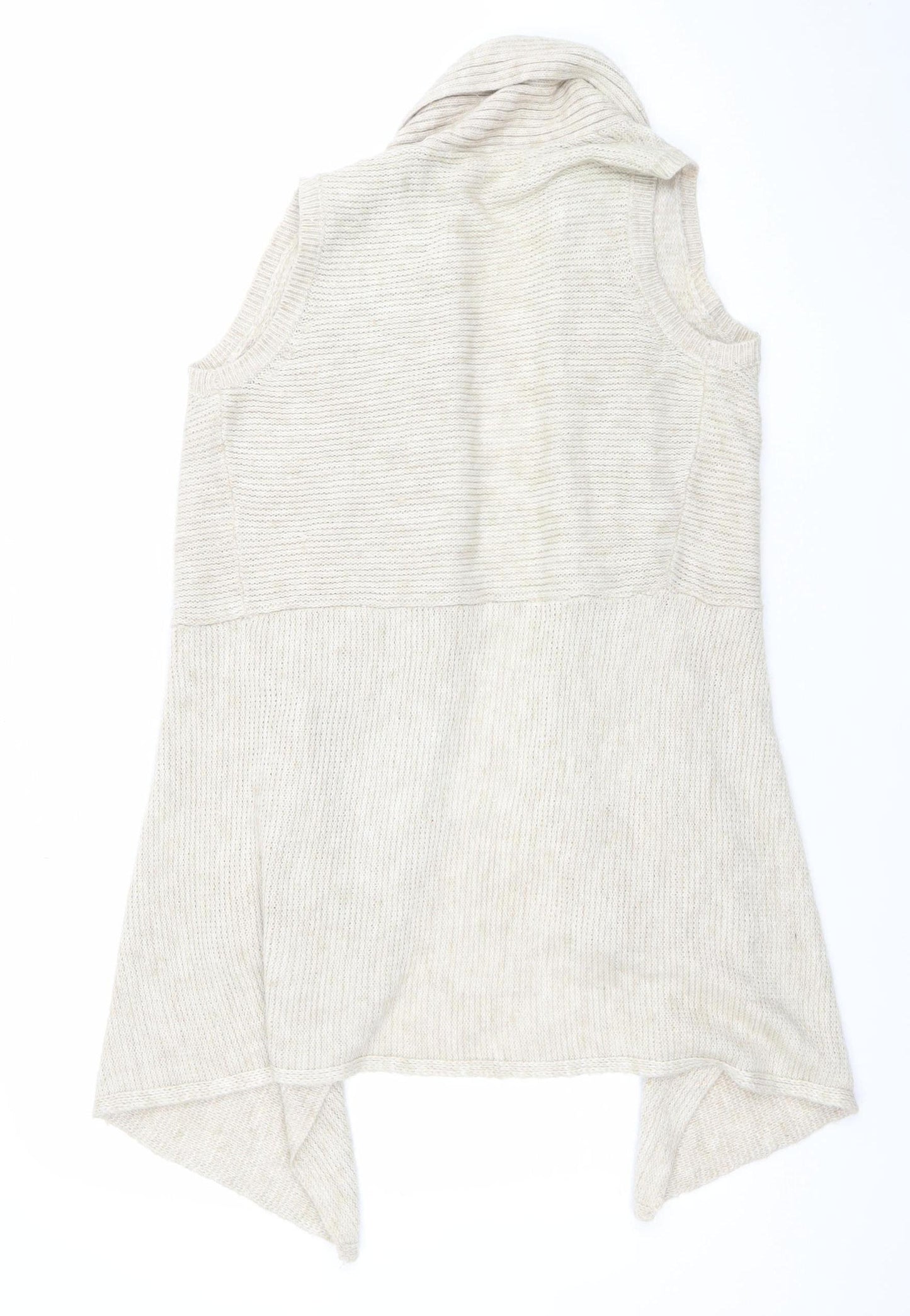 New Look Women's Beige Knit Sleeveless Open Cardigan Size 10