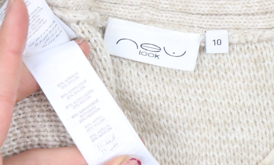 New Look Women's Beige Knit Sleeveless Open Cardigan Size 10