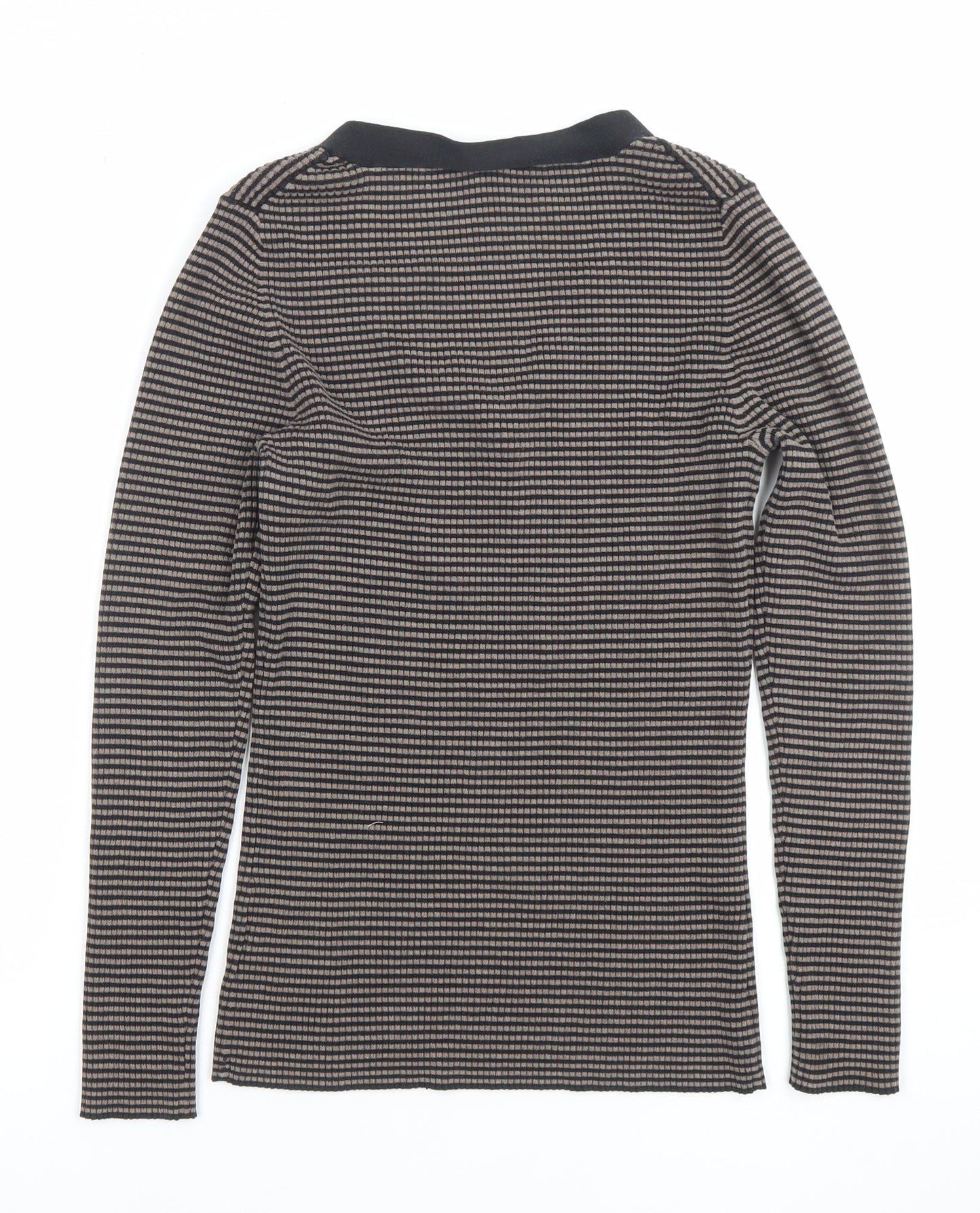 GAP Womens Brown Striped V-Neck Long Sleeve Slim Fit Pullover Jumper Size L