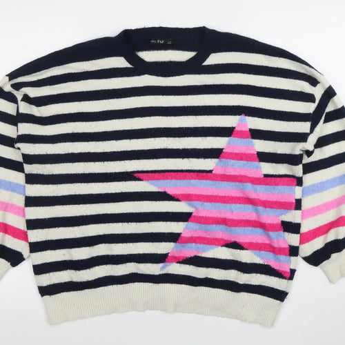 F&F Women’s Multicoloured Striped Star Pullover Jumper XL