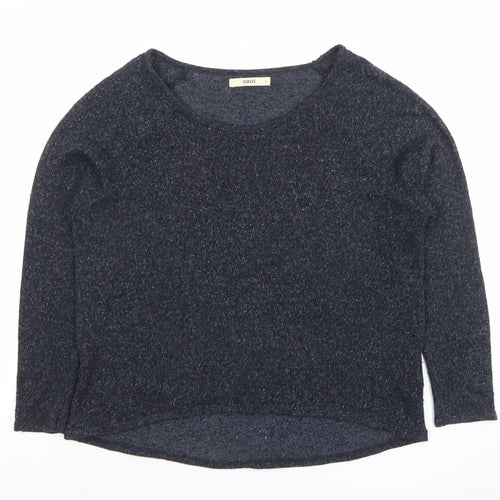 Oasis Women Blue Knit 3/4 Sleeve Pullover Jumper M