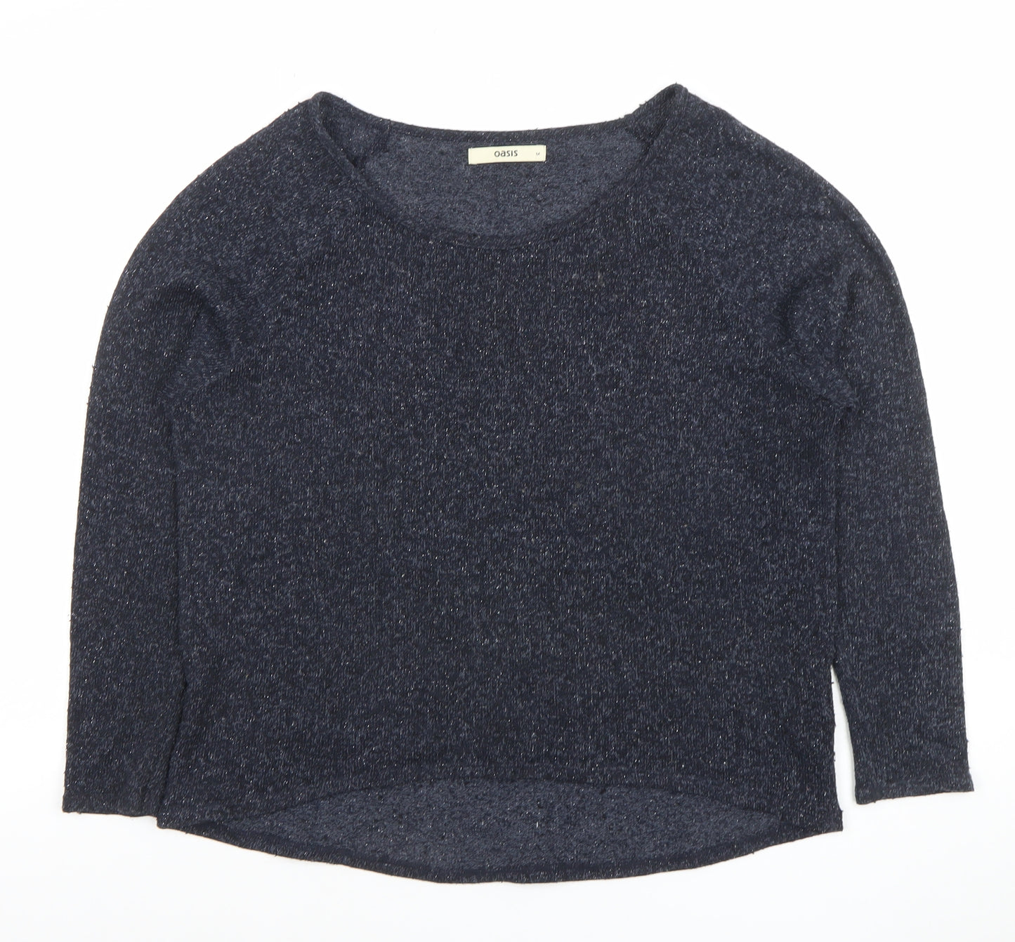 Oasis Women Blue Knit 3/4 Sleeve Pullover Jumper M