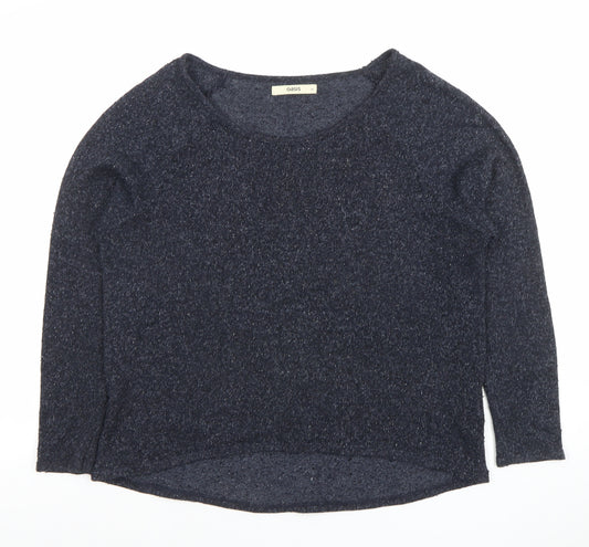 Oasis Women Blue Knit 3/4 Sleeve Pullover Jumper M