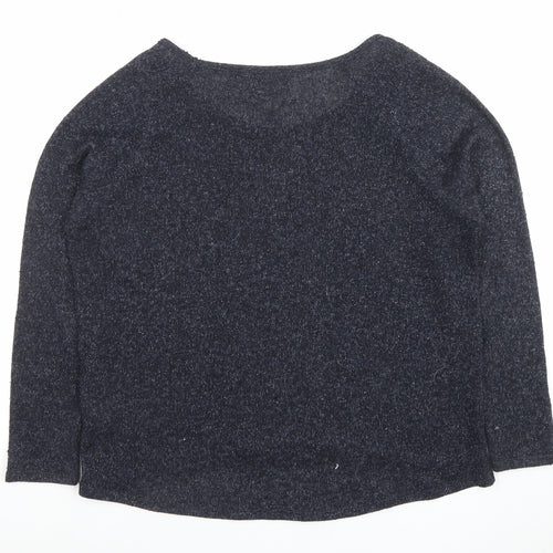 Oasis Women Blue Knit 3/4 Sleeve Pullover Jumper M
